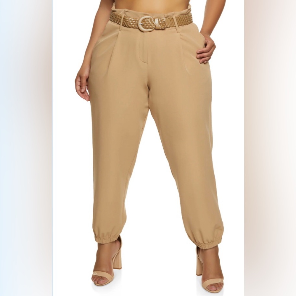 NWT Rainbow Plus Size Belted Paper Bag Joggers
1X